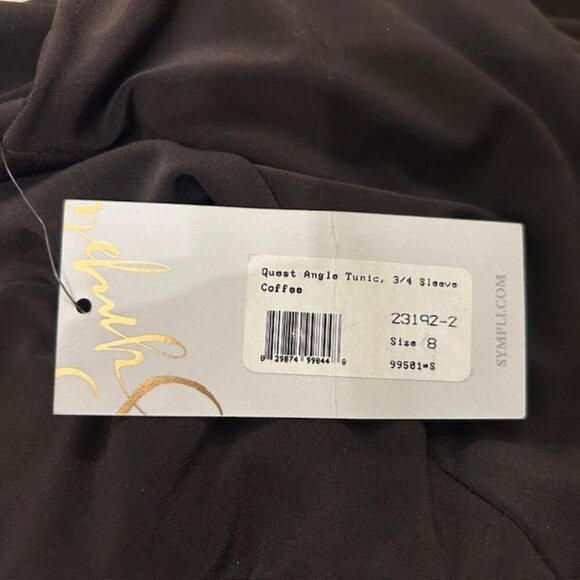 Sympli Quest Angle Top Sz 8 Top Brown Lagenlook Minimalist Chic‎ 3/4 Sleeve NWT - Picture 8 of 10